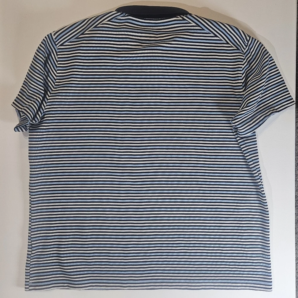 Nike Mens Polo Dri-Fit XL Blue White Striped Golf Ready Preppy Loungewear‎ Shirt